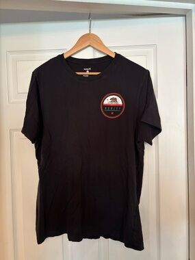 Hurley Black Short-Sleeve Tee with Red & Green Logo Patch